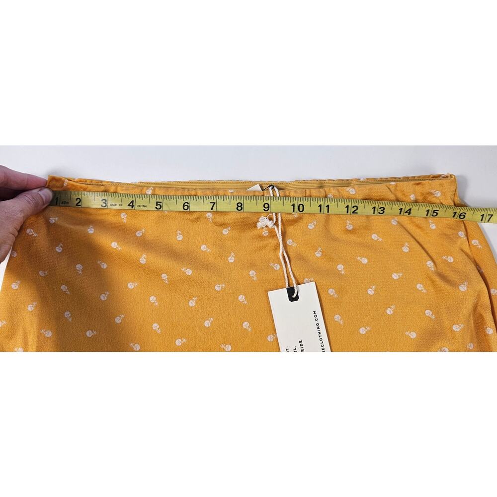 NWT Matild jane floral yellow asymmetrical midi slit skirt elastic waist boho M - Picture 5 of 8